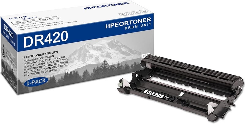 HPEORTONER 1 PK DR420 Black Drum Unit 15,000 pages High Yield Compatible, DR420, Replacement for Brother DCP-7060D DCP-7065DN IntelliFax-2840 HL-2220 HL-2230 HL-2240 HL-2280DW MFC-7240 MFC-7360N Printer - Image 1